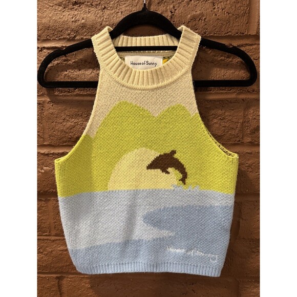 House Of Sunny Knit Halter Tank Dolphin Sz 2 Ocean Beach Limited Run Vol. 17 - Picture 9 of 9
